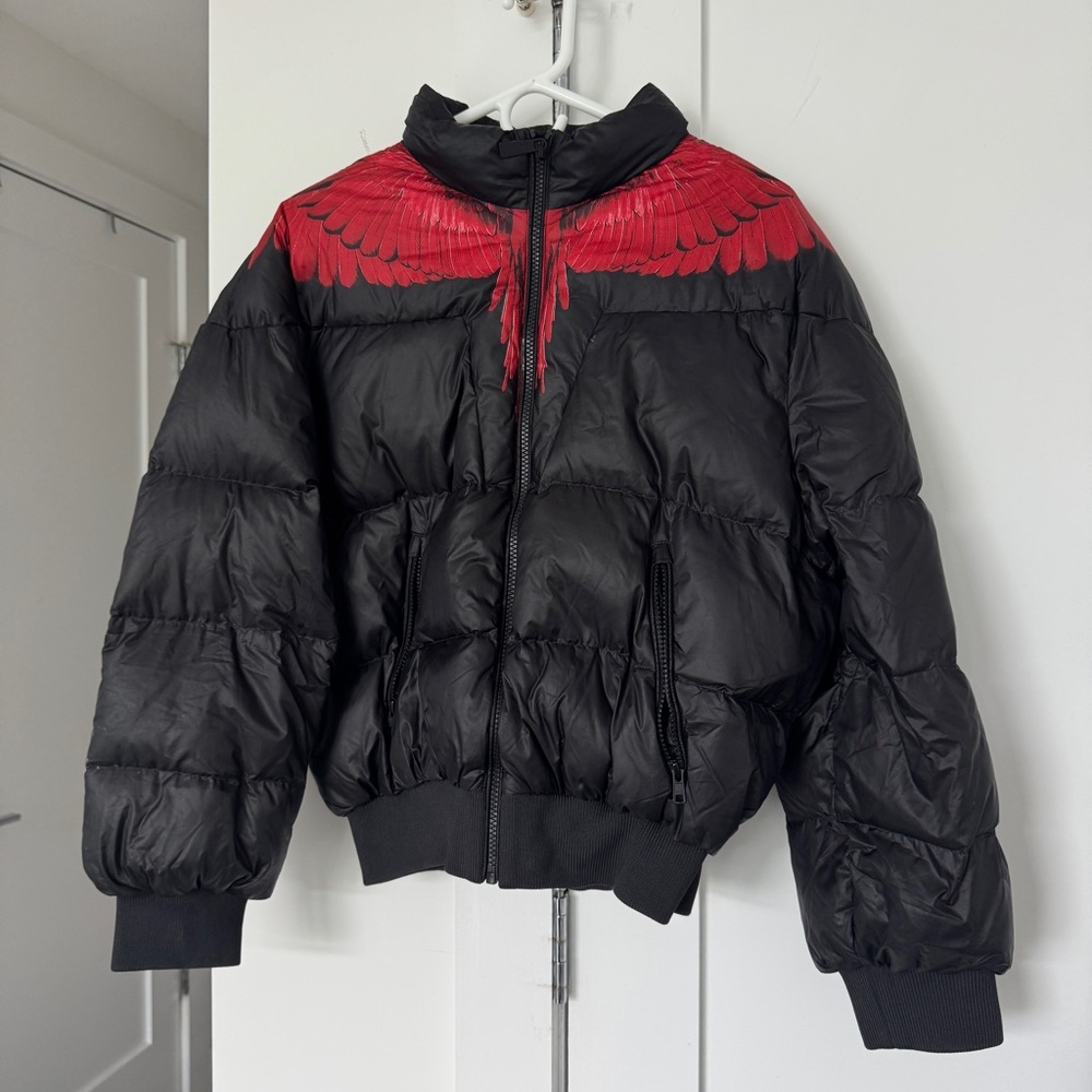 Black and Red Marcelo Burlon Puffer Jacket
